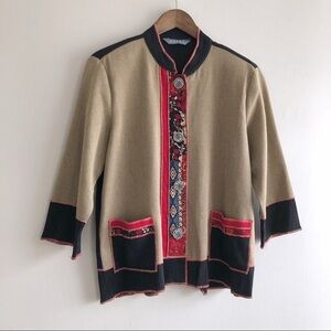 Koret Vintage Boho Comfy Button Down 3/4 Sleeve Cardigan Sweater Top Tan